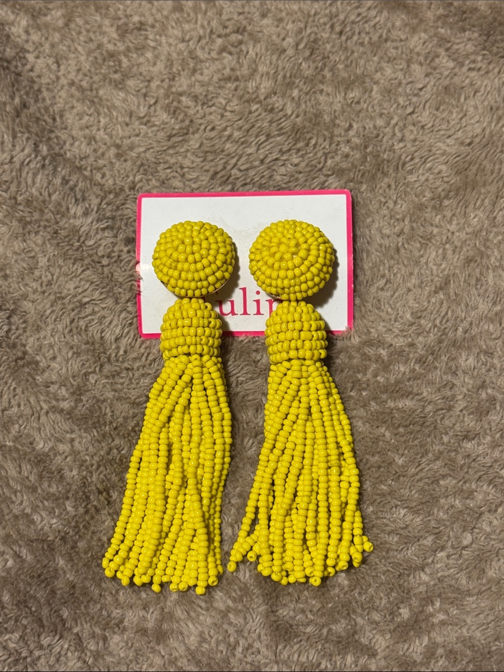 Yellow Beaded Tassel Drop Earrings - Women Accessories